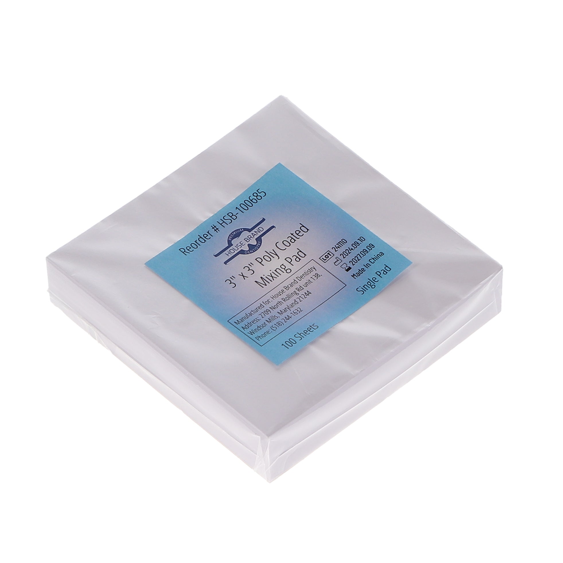 House Brand Dentistry 100685 HSB Poly Coated Mixing Pads 3 House Brand Dentistry 100685 HSB Poly Coated Mixing Pads 3